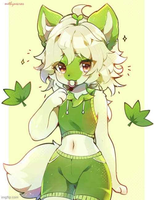 More weed boi (By methynecros) | image tagged in weed,memes,furry,pokemon,femboy,sprigatito | made w/ Imgflip meme maker