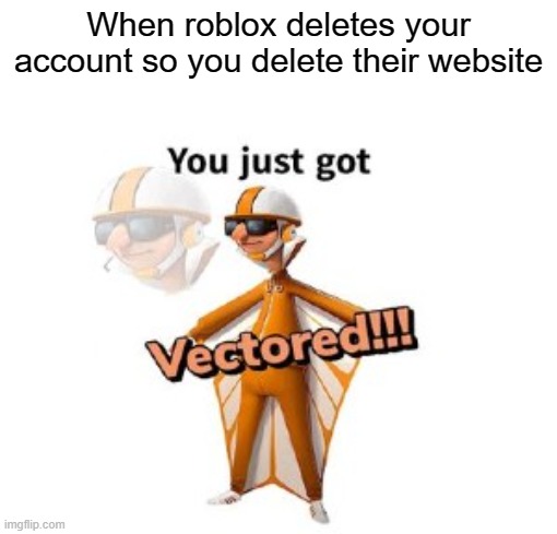 Roblox has been VECTORED | When roblox deletes your account so you delete their website | image tagged in you just got vectored | made w/ Imgflip meme maker