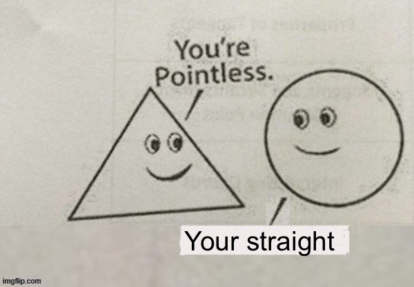 Your pointless | Your straight | image tagged in your pointless | made w/ Imgflip meme maker