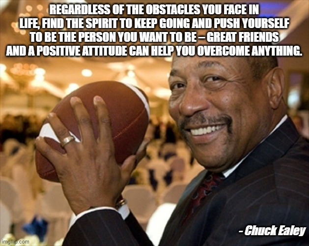 Motivational Quotes | REGARDLESS OF THE OBSTACLES YOU FACE IN LIFE, FIND THE SPIRIT TO KEEP GOING AND PUSH YOURSELF TO BE THE PERSON YOU WANT TO BE – GREAT FRIENDS AND A POSITIVE ATTITUDE CAN HELP YOU OVERCOME ANYTHING. - Chuck Ealey | image tagged in motivational quotes | made w/ Imgflip meme maker