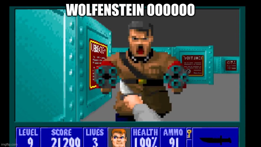 Wolfenstein 3D Hitler | WOLFENSTEIN OOOOOO | image tagged in wolfenstein 3d hitler | made w/ Imgflip meme maker