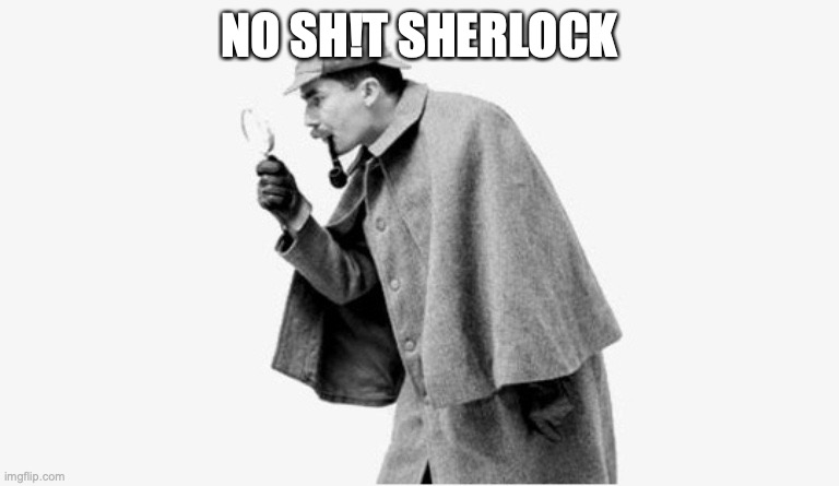 NO SH!T SHERLOCK | image tagged in no shit sherlock | made w/ Imgflip meme maker