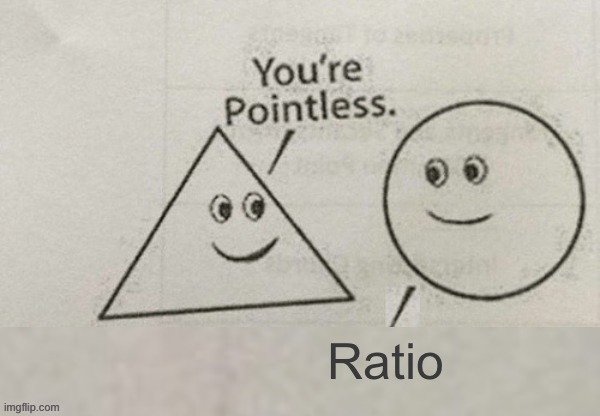 Everyone on Twitter be like. | Ratio | image tagged in you're pointless blank | made w/ Imgflip meme maker