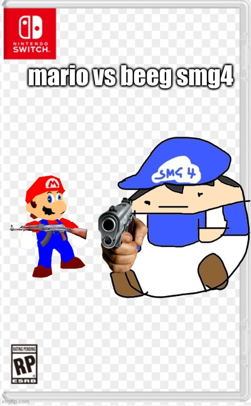 gaem | mario vs beeg smg4 | image tagged in nintendo switch case,smg4 | made w/ Imgflip meme maker