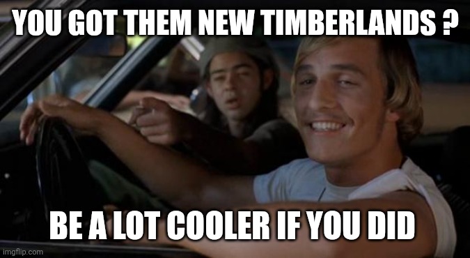 It'd Be A Lot Cooler If You Did | YOU GOT THEM NEW TIMBERLANDS ? BE A LOT COOLER IF YOU DID | image tagged in it'd be a lot cooler if you did | made w/ Imgflip meme maker