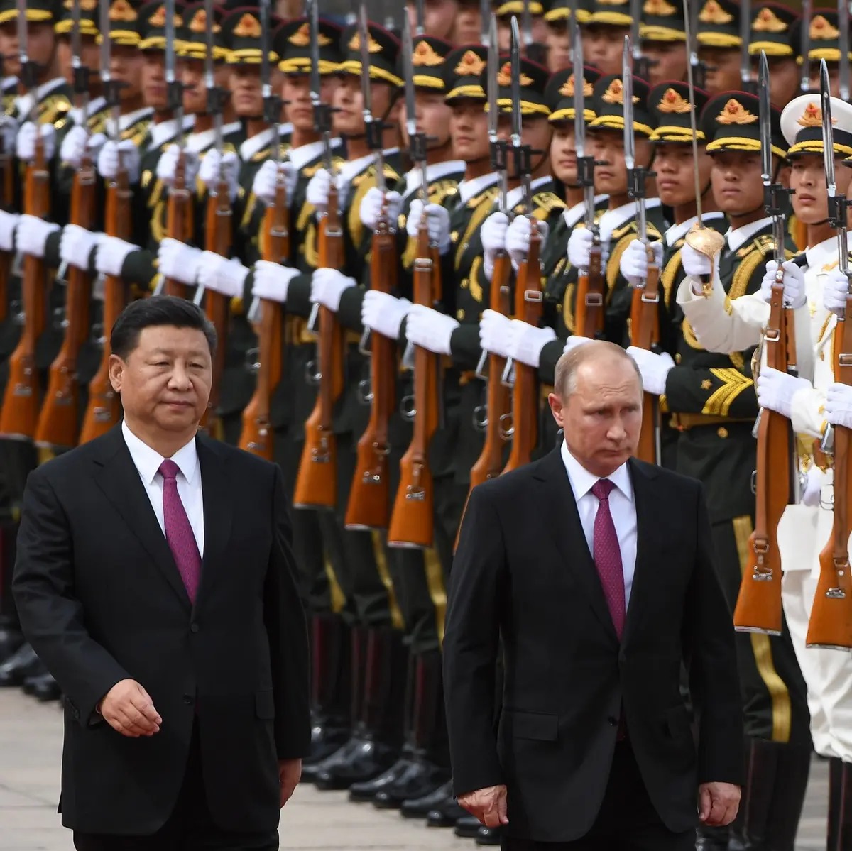 Vladimir Putin Xi Jinping military parade Blank Meme Template