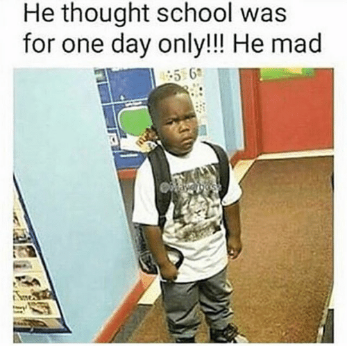 He thought school was for one day only Blank Template - Imgflip
