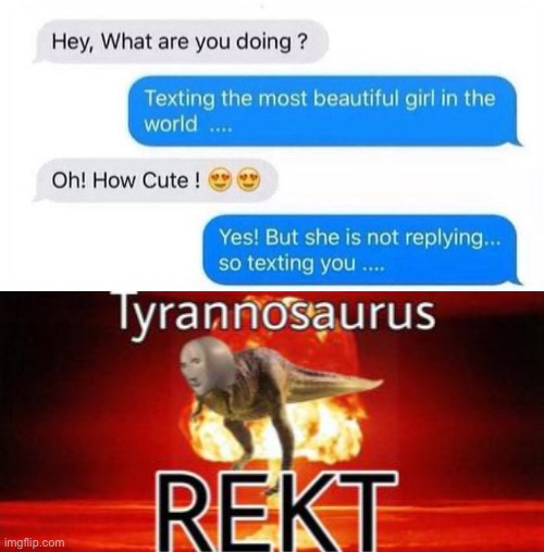 R e k t | image tagged in tyrannosaurus rekt | made w/ Imgflip meme maker