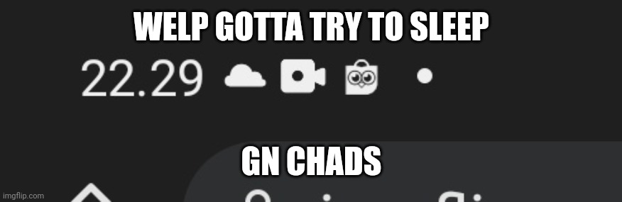 WELP GOTTA TRY TO SLEEP; GN CHADS | made w/ Imgflip meme maker