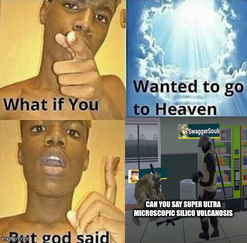 What if you wanted to go to Heaven | CAN YOU SAY SUPER ULTRA MICROSCOPIC SILICO VOLCANOSIS | image tagged in what if you wanted to go to heaven | made w/ Imgflip meme maker
