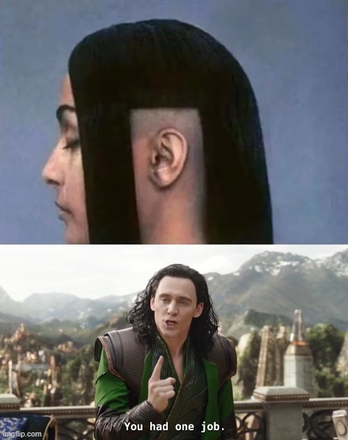 Bad haircut | image tagged in you had one job just the one | made w/ Imgflip meme maker
