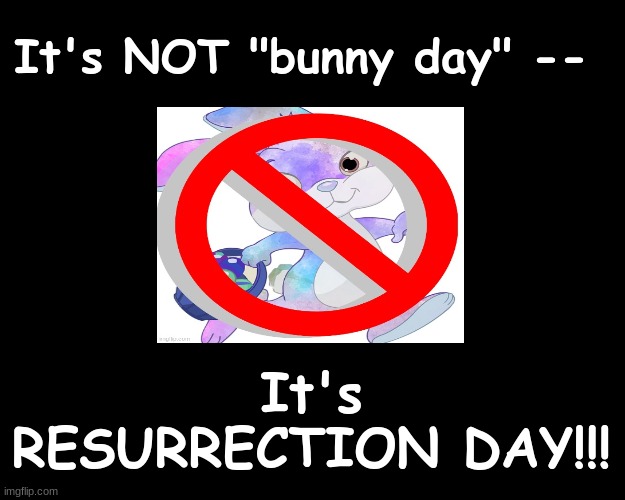 IT'S NOT BUNNY DAY -- IT'S RESURRECTION DAY | It's NOT "bunny day" --; It's RESURRECTION DAY!!! | image tagged in easter bunny | made w/ Imgflip meme maker