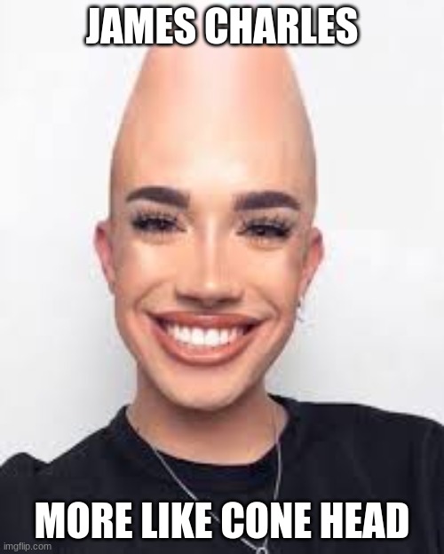 cone head | JAMES CHARLES; MORE LIKE CONE HEAD | image tagged in conehead,funny,true,james charles | made w/ Imgflip meme maker