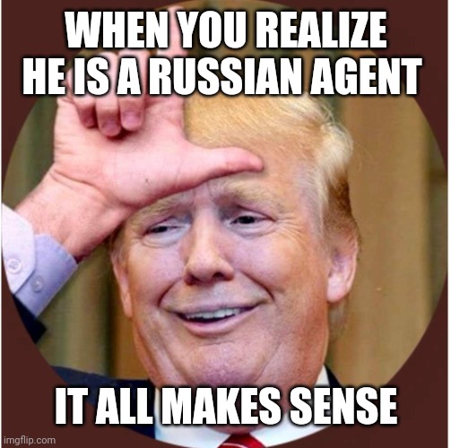 Trump loser | WHEN YOU REALIZE HE IS A RUSSIAN AGENT; IT ALL MAKES SENSE | image tagged in trump loser | made w/ Imgflip meme maker