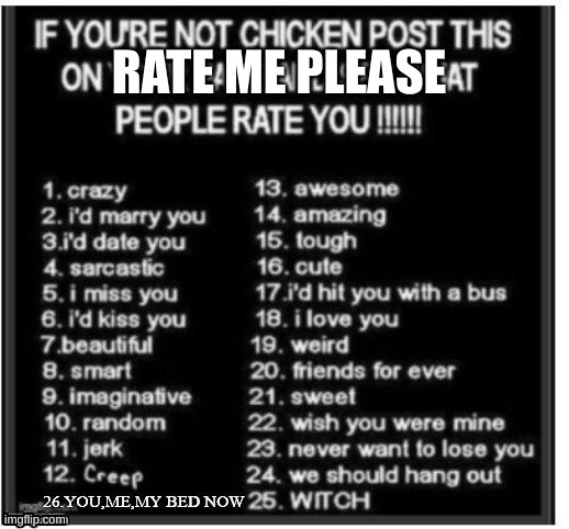 Rate Me | RATE ME PLEASE | image tagged in rate me | made w/ Imgflip meme maker