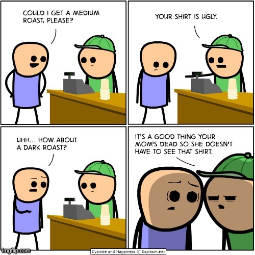 evil barista | image tagged in middle school | made w/ Imgflip meme maker