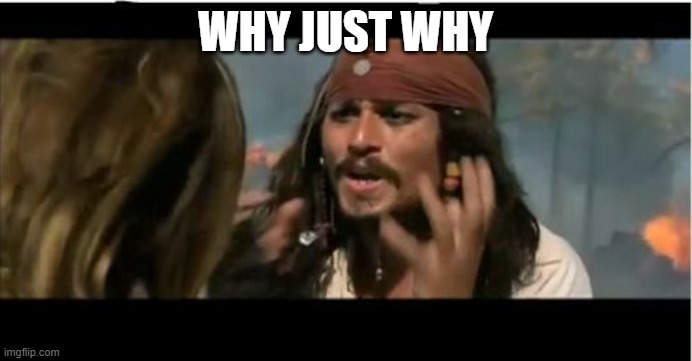 Why Is The Rum Gone Meme | WHY JUST WHY | image tagged in memes,why is the rum gone | made w/ Imgflip meme maker