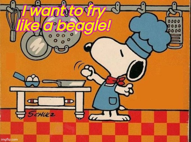 Steve Miller Band | I want to fry like a beagle! | image tagged in snoopy,steve miller band,fly like an eagle,classic rock,pun,humor | made w/ Imgflip meme maker