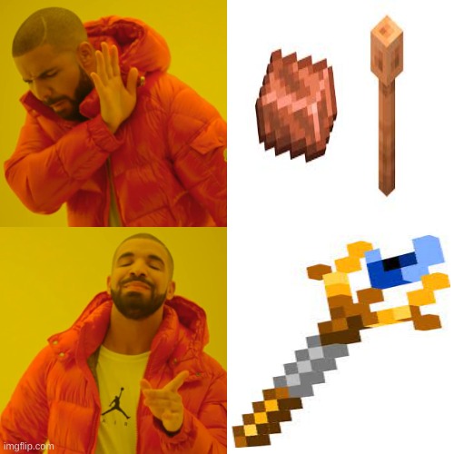 witch lighting rod is better? | image tagged in memes,drake hotline bling,minecraft | made w/ Imgflip meme maker