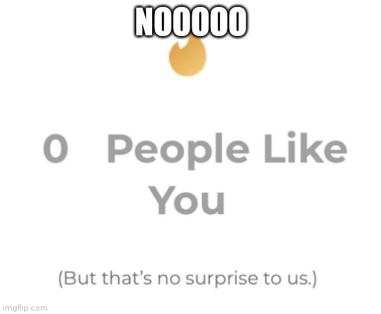 0 people like you | NOOOOO | image tagged in 0 people like you,sad | made w/ Imgflip meme maker