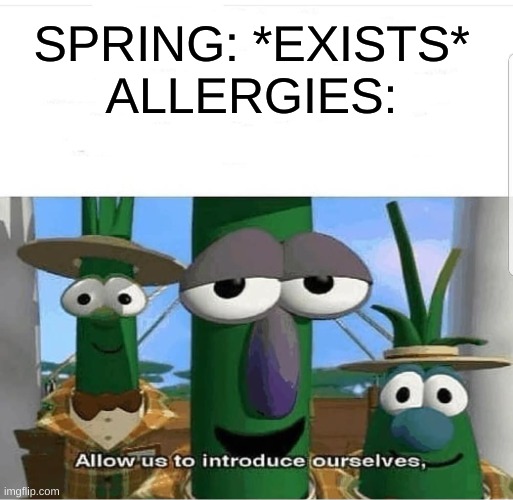 Spring is coming! | SPRING: *EXISTS*
ALLERGIES: | image tagged in allow us to introduce ourselves,memes | made w/ Imgflip meme maker