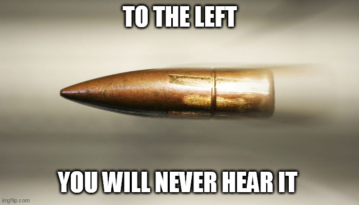 bullet | TO THE LEFT; YOU WILL NEVER HEAR IT | image tagged in bullet | made w/ Imgflip meme maker