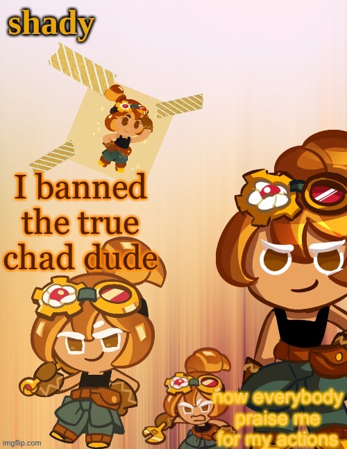 I banned the true chad dude; now everybody praise me for my actions | image tagged in shady s 4th croissant temp thanks laks | made w/ Imgflip meme maker
