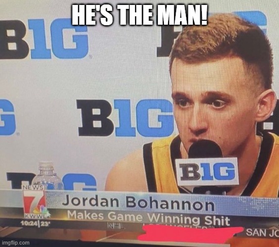 misspelled |  HE'S THE MAN! | image tagged in press,funny,sports,spelling | made w/ Imgflip meme maker