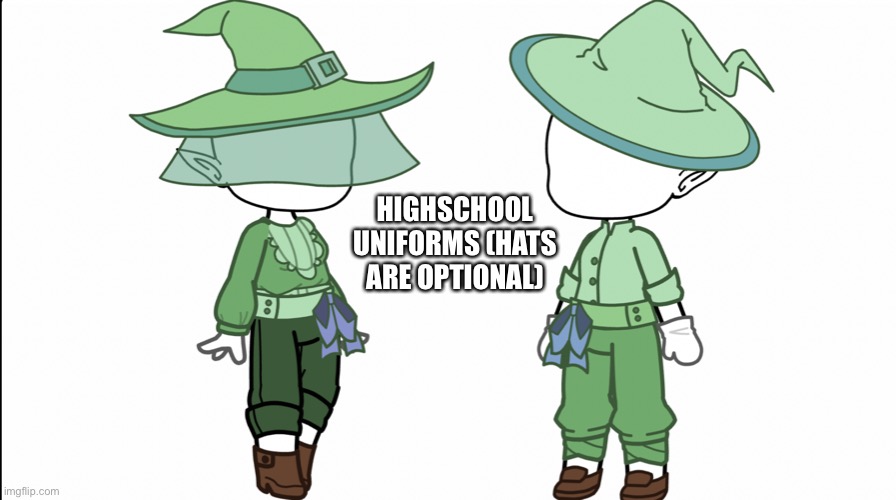 The pants on the masc (right) ones were supposed to be darker but I’m to lazy to fix that now | HIGHSCHOOL UNIFORMS (HATS ARE OPTIONAL) | made w/ Imgflip meme maker