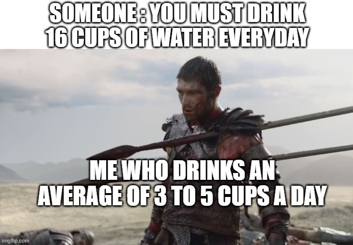 im not hurt | SOMEONE : YOU MUST DRINK 16 CUPS OF WATER EVERYDAY; ME WHO DRINKS AN AVERAGE OF 3 TO 5 CUPS A DAY | image tagged in im not hurt,drinking water | made w/ Imgflip meme maker