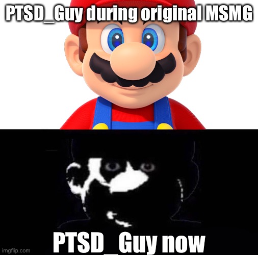 he went from funny and relatable to femboy furries | PTSD_Guy during original MSMG; PTSD_Guy now | image tagged in lightside mario vs darkside mario | made w/ Imgflip meme maker
