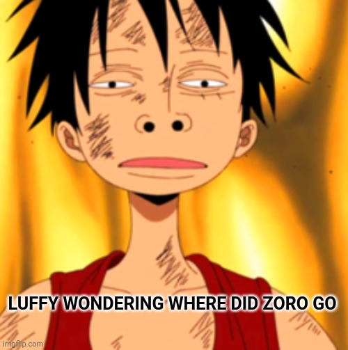 Luffy Huh | LUFFY WONDERING WHERE DID ZORO GO | image tagged in luffy huh | made w/ Imgflip meme maker