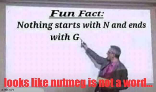 looks like nutmeg is not a word... | image tagged in lies | made w/ Imgflip meme maker