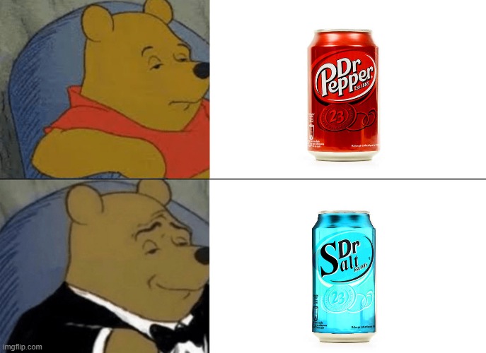 dr pepper vs dr salt | image tagged in memes,tuxedo winnie the pooh,salt,pepper | made w/ Imgflip meme maker