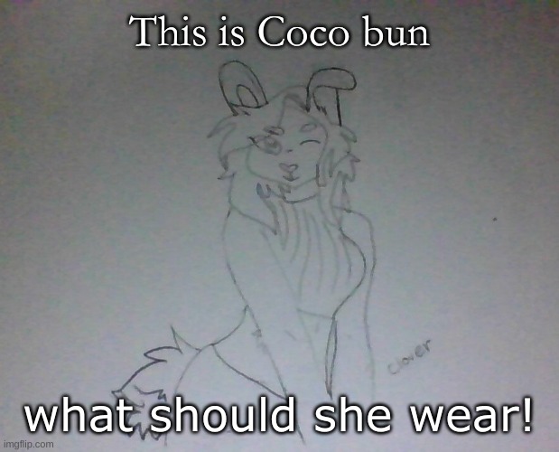 Hot Coco | This is Coco bun; what should she wear! | image tagged in hot coco | made w/ Imgflip meme maker
