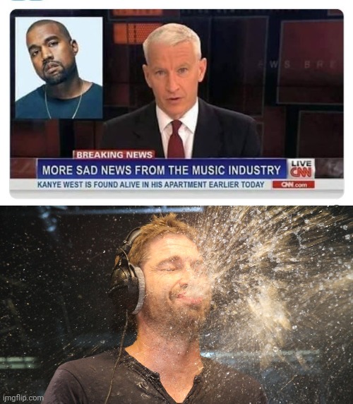 I'm crushed | image tagged in laugh spit,interupting kanye,go away,still waiting | made w/ Imgflip meme maker
