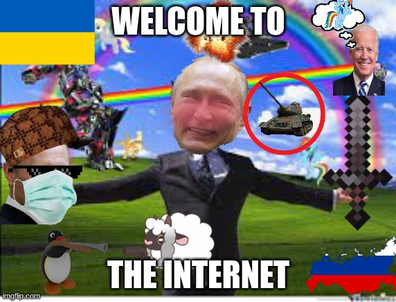Welcome to the internet! | WELCOME TO; THE INTERNET | image tagged in vladimir putin | made w/ Imgflip meme maker