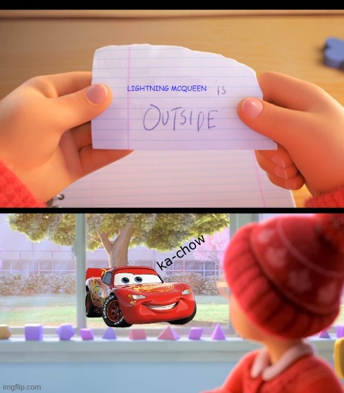 bored in school | LIGHTNING MCQUEEN; ka-chow | image tagged in x is outside,cars | made w/ Imgflip meme maker