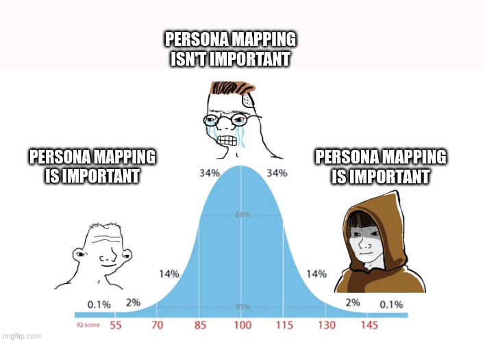 persona mapping is important | PERSONA MAPPING ISN'T IMPORTANT; PERSONA MAPPING IS IMPORTANT; PERSONA MAPPING IS IMPORTANT | image tagged in midwit memes | made w/ Imgflip meme maker