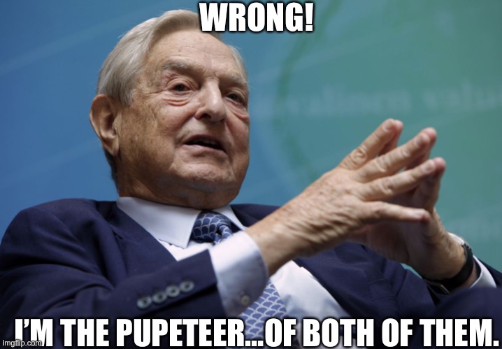 George Soros | WRONG! I’M THE PUPETEER…OF BOTH OF THEM. | image tagged in george soros | made w/ Imgflip meme maker