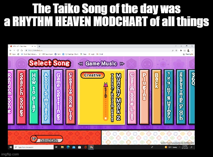 Mod = HD | The Taiko Song of the day was a RHYTHM HEAVEN MODCHART of all things | image tagged in taiko,song of the day,rhythm heaven,modcharts | made w/ Imgflip meme maker