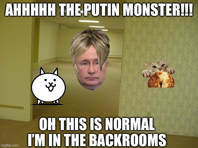 The Backrooms | AHHHHH THE PUTIN MONSTER!!! OH THIS IS NORMAL I’M IN THE BACKROOMS | image tagged in the backrooms | made w/ Imgflip meme maker