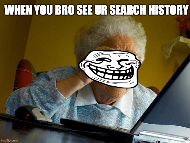 Grandma Finds The Internet Meme | WHEN YOU BRO SEE UR SEARCH HISTORY | image tagged in memes,grandma finds the internet | made w/ Imgflip meme maker