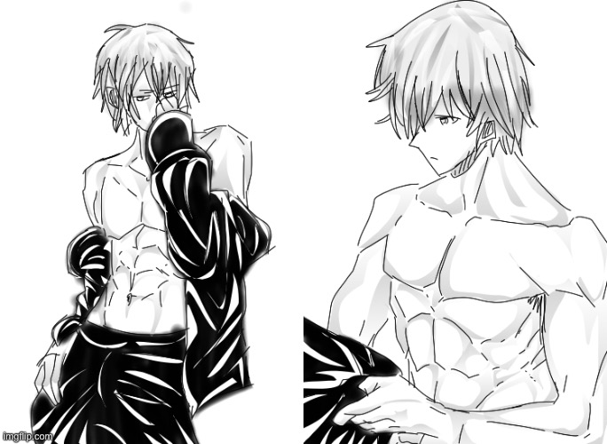 Two shirtless pics of my oc ( be amazed ) | image tagged in drawings | made w/ Imgflip meme maker