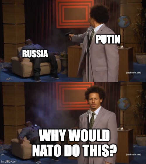 Pootin | PUTIN; RUSSIA; WHY WOULD NATO DO THIS? | image tagged in why would they do that meme | made w/ Imgflip meme maker
