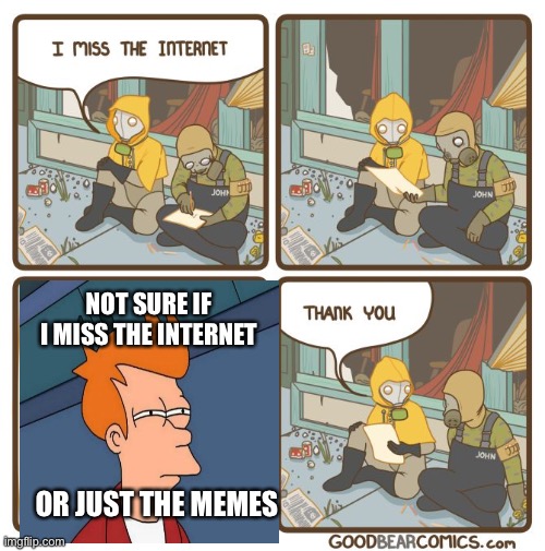 E | NOT SURE IF I MISS THE INTERNET; OR JUST THE MEMES | image tagged in i miss the internet | made w/ Imgflip meme maker