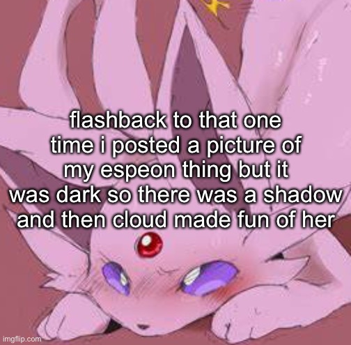 it hurt my feelings | flashback to that one time i posted a picture of my espeon thing but it was dark so there was a shadow and then cloud made fun of her | made w/ Imgflip meme maker