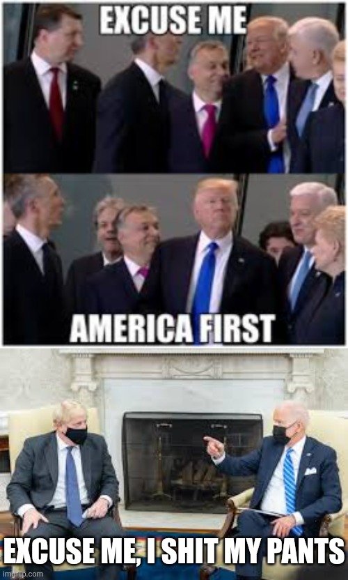 Trump wipes his own ass and puts America first. Biden shits his pants and sniffs people's hair. | EXCUSE ME, I SHIT MY PANTS | image tagged in donald trump,joe biden,creepy,poop | made w/ Imgflip meme maker
