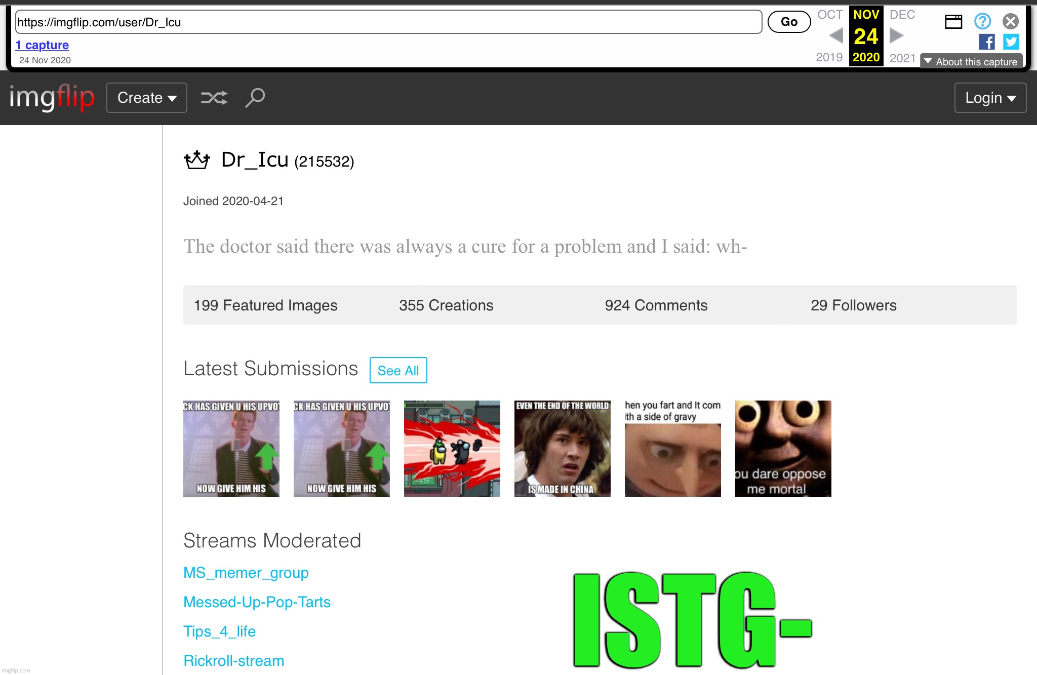 Wayback machine is h e l p f u l | ISTG- | made w/ Imgflip meme maker