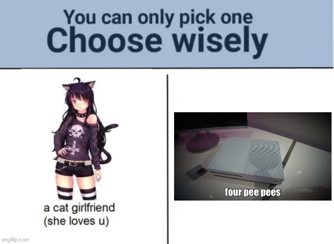 Four pee pees | image tagged in choose wisely | made w/ Imgflip meme maker